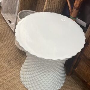 Diamond Cut White Porcelain Stool