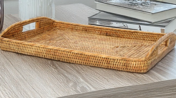 Lg Rattan Rectangle Tray