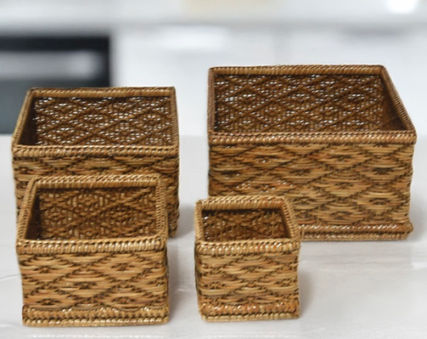 Assorted Square Rattan Baskets